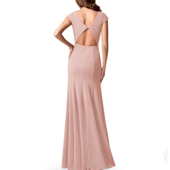 AZAZIE MEARA Dusty Rose Bridesmaid Floor Length Dress - Medium - Picture 5 of 7